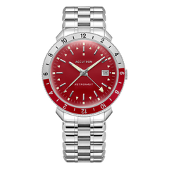 Accutron 26B206 Astronaut 1968 Attribute GMT Stainless Steel Red Dial