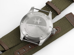 Hamilton H69509910 Khaki Field Mechanical Power Reserve White Dial NATO