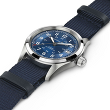 Hamilton H70455940 Khaki Field Auto 38mm Sunburst Blue Dial Nato Strap