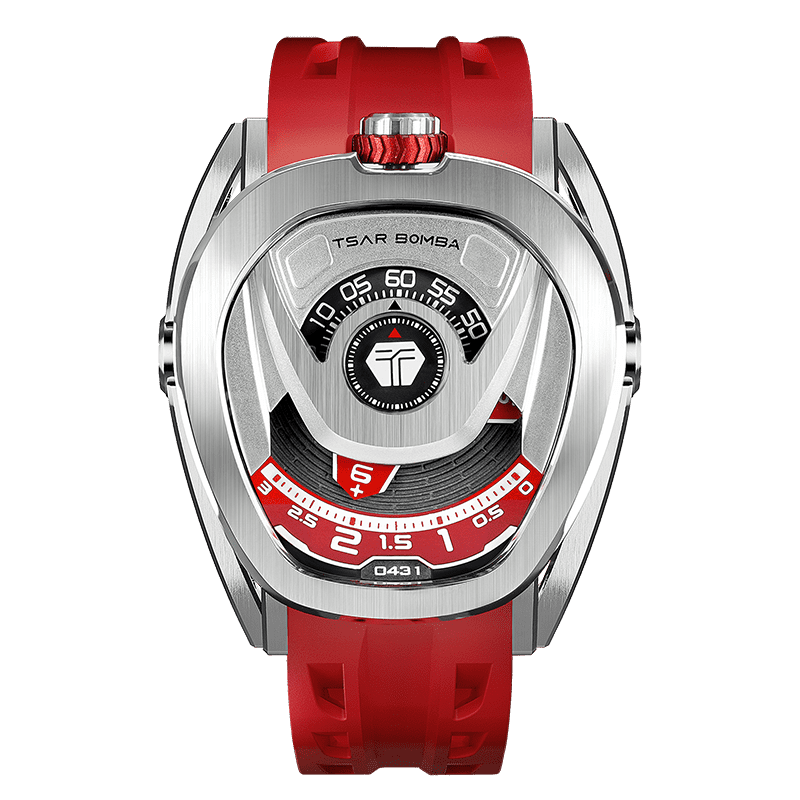 TSAR BOMBA Reactor Interchangeable Watch Silver Red