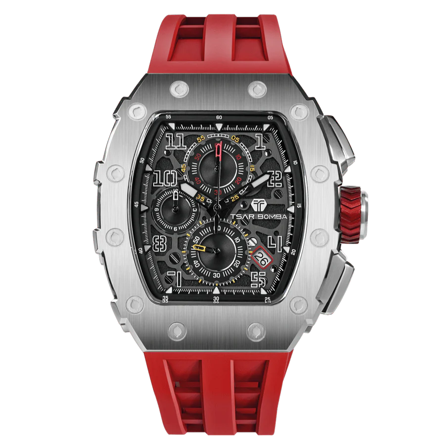 Tsar Bomba TB8204Q-33 Elemental Calendar Version Quartz Silver Red