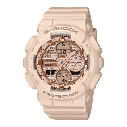 G-Shock GMAS140PG-4A Metallic Dial Pastel Pink Ladies Ana-Digi Bio-Resin