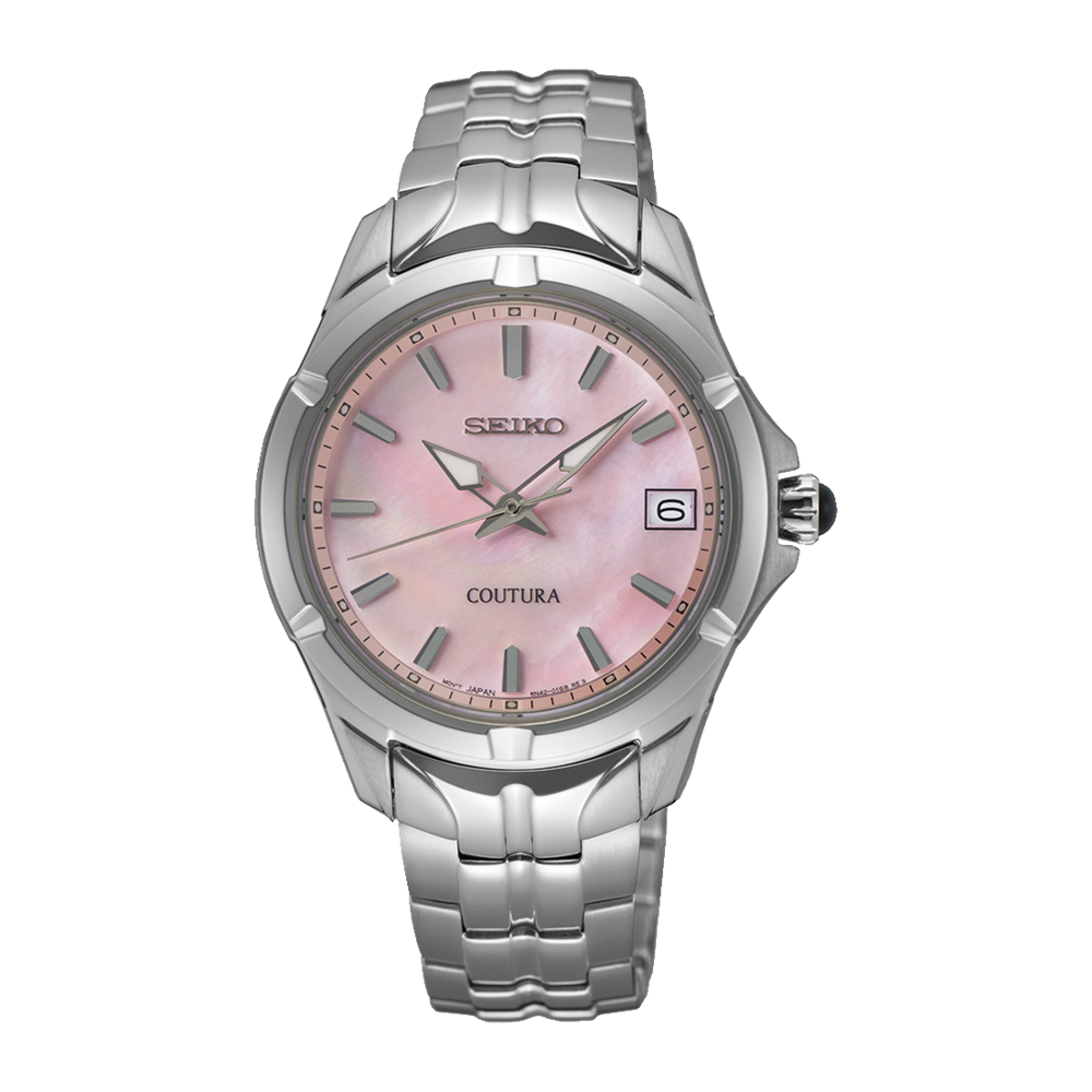 Seiko Coutura SUR585 Pink Mother of Pearl Dial Quartz Steel 33mm Ladies