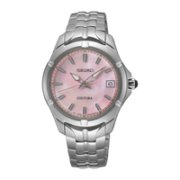 Seiko Coutura SUR585 Pink Mother of Pearl Dial Quartz Steel 33mm Ladies