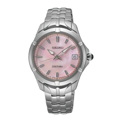 Seiko Coutura SUR585 Pink Mother of Pearl Dial Quartz Steel 33mm Ladies