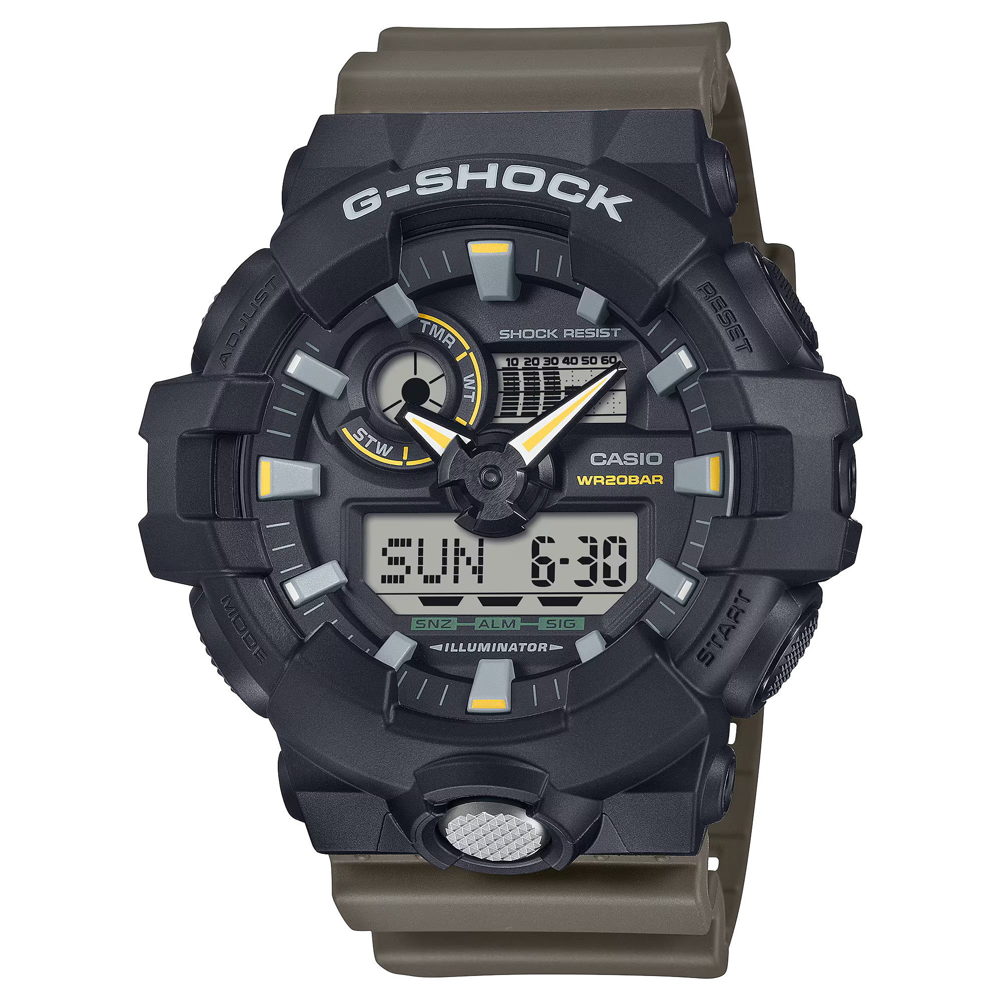 G-Shock GA710TU-1A3 Utilitarian Style Analog-Digital Olive Green Black Face