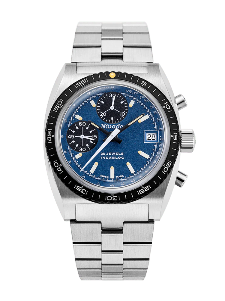 Nivada Grenchen 77003A45 Autochron Blue Dial Automatic 38mm