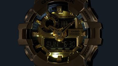 G-Shock GM700G-9A G-STEEL Solid Stainless Steel Gold Ana-Digi