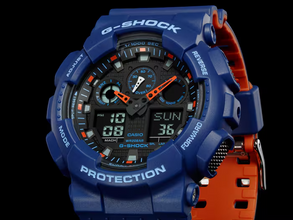 G-Shock GA100L-2A Bi-Color Blue Orange Ana-Digi Resin