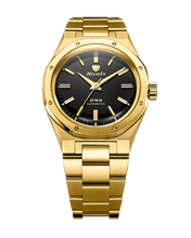 Nivada Grenchen 68028A77 F77 Mark II Gold Automatic Black Dial