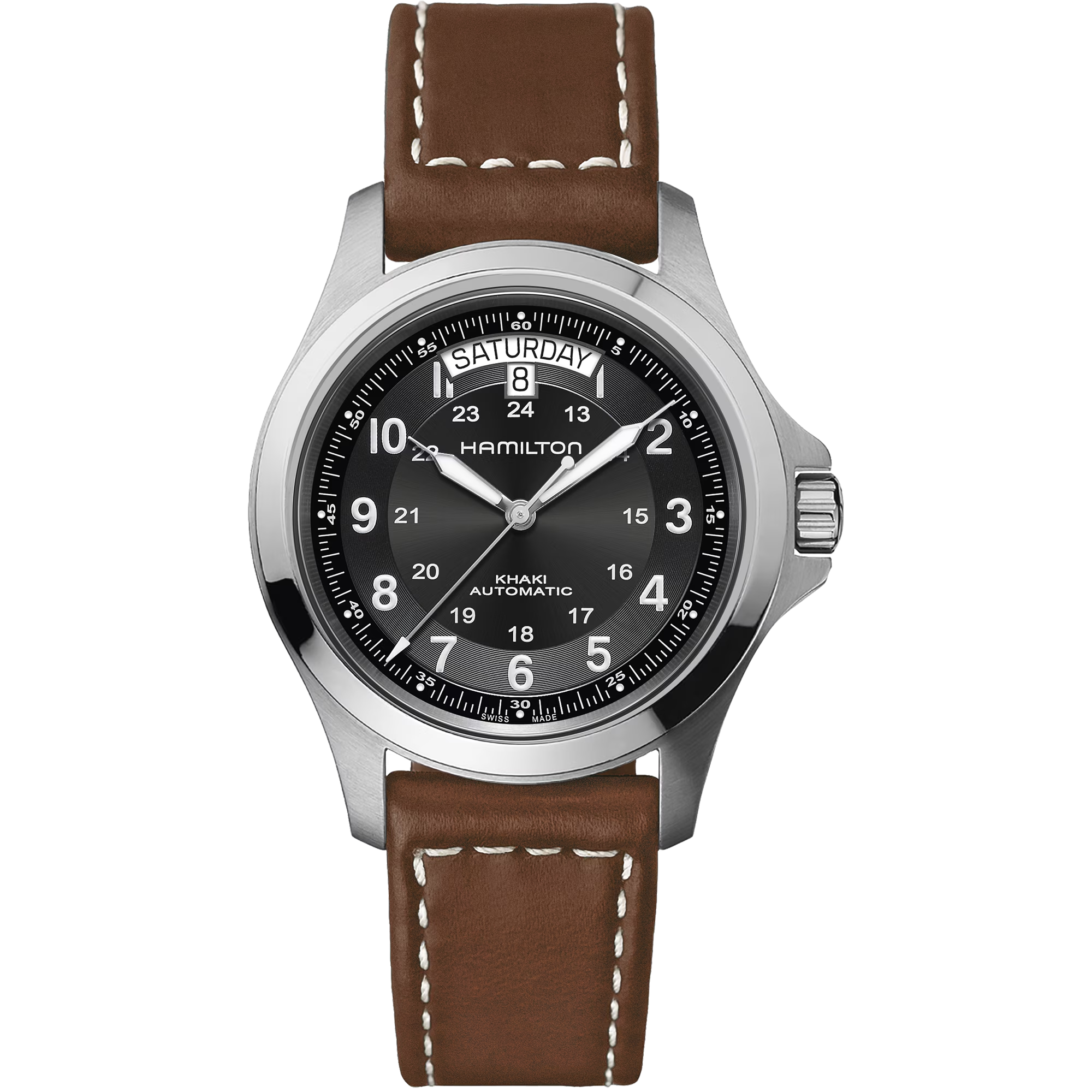 Hamilton H64455533 Khaki Field King Auto Day Date Black Dial