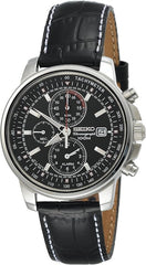 Seiko SNAB65 Chronograph Alarm Black Dial Leather // Pre-Owned