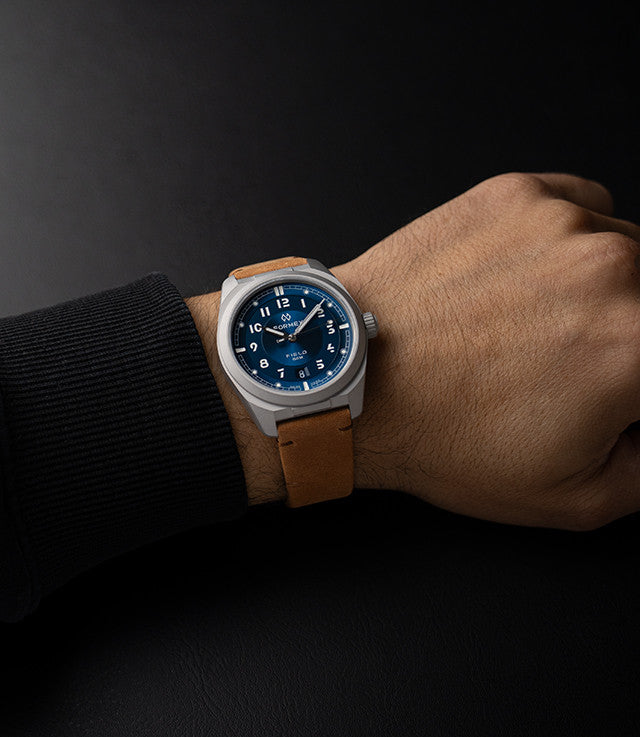 Formex_Field_40_mm_Automatic_-_Deep_Blue_Dial_on_Leone_Brown_Leather_Strap_-_Wrist_shot_on_18cm_7in_wrist_3__93533
