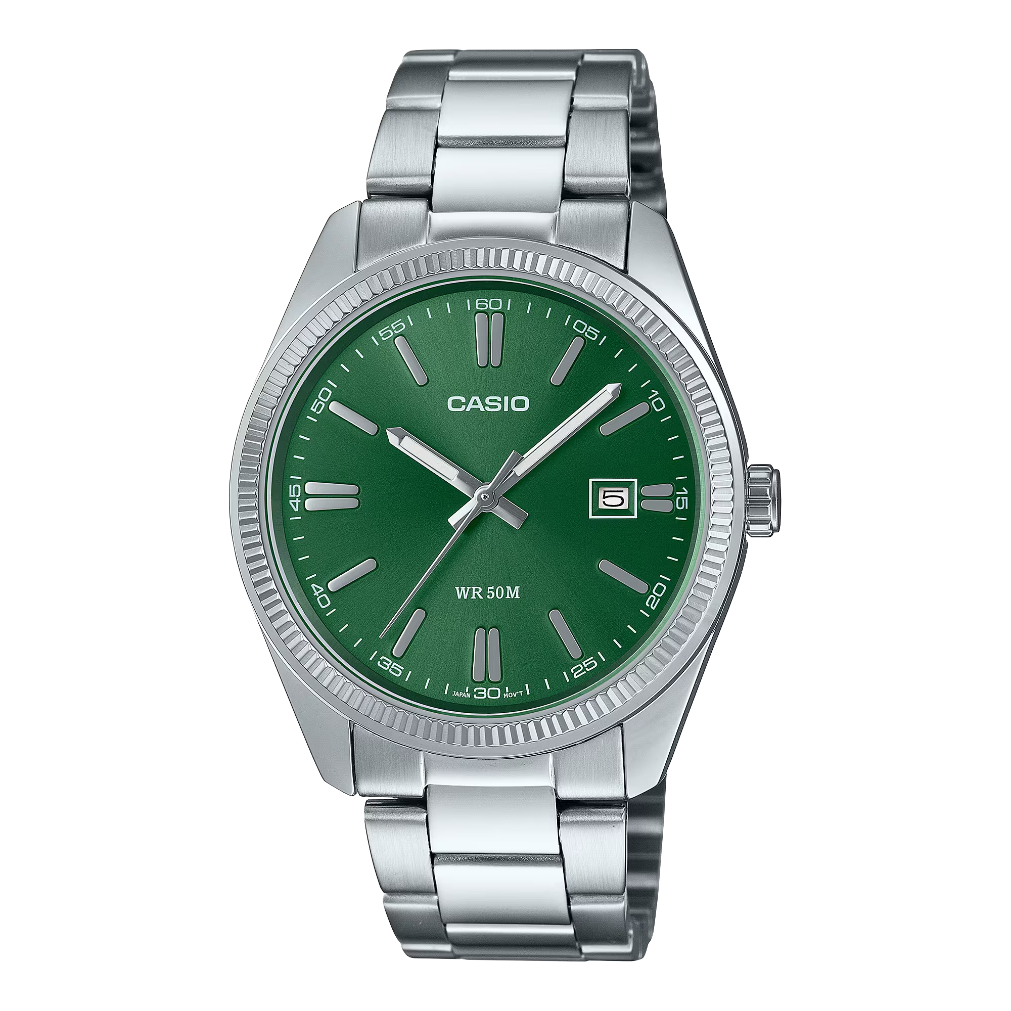 Casio Vintage MTP1302D-3AV Analog Green Dial Stainless Steel Quartz