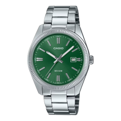 Casio Vintage MTP1302D-3AV Analog Green Dial Stainless Steel Quartz
