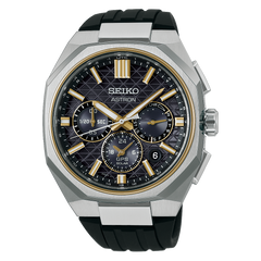 Seiko Astron HAB003 Grey Angular Dial Two Tone GPS Solar Titanium Rubber Strap