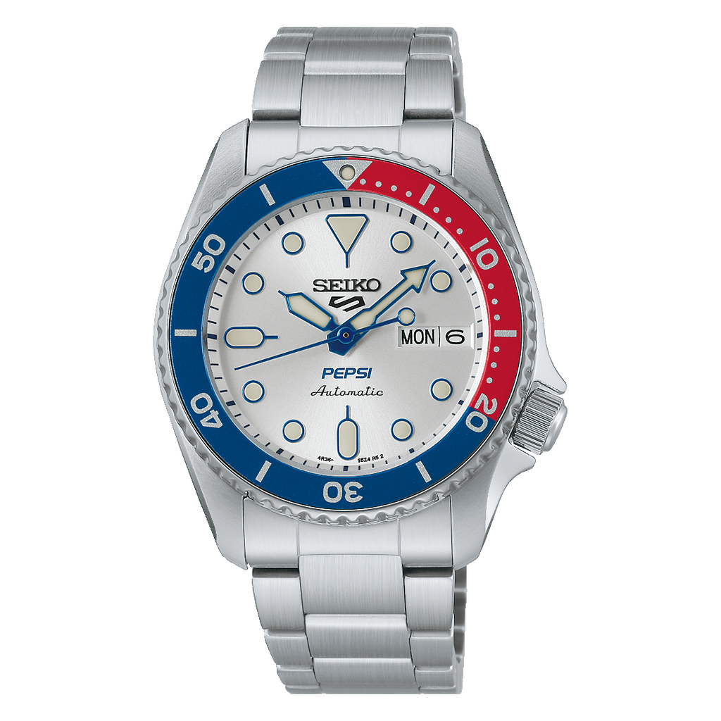 Seiko 5 Sports SRPL99 Pepsi Limited Edition Silver Dial 38mm Automatic