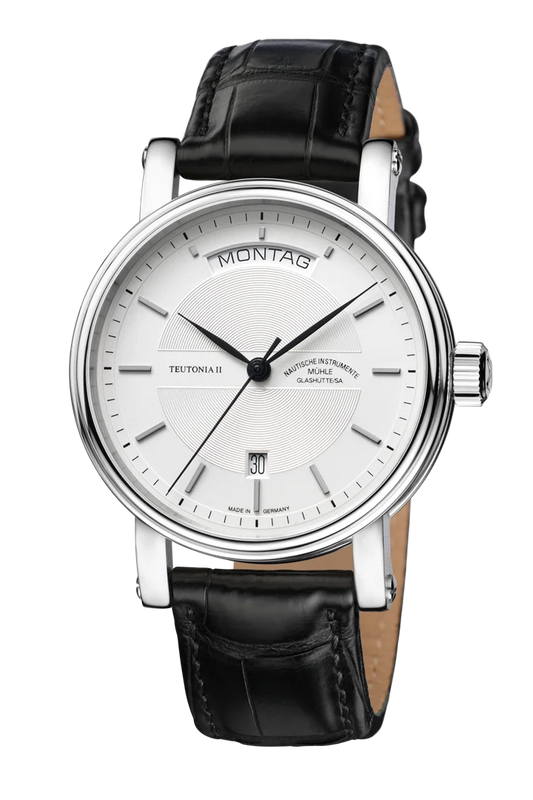 Muhle Glashutte M1-33-65-LB Teutonia II Day Date Automatic Silver Dial