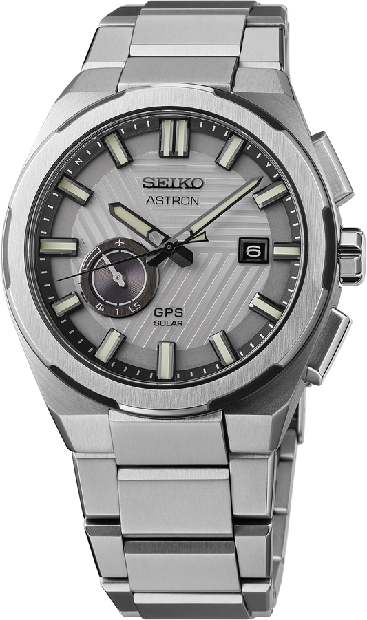 Seiko Astron SSJ037 GPS Solar Silver Striped Press Dial Limited Edition