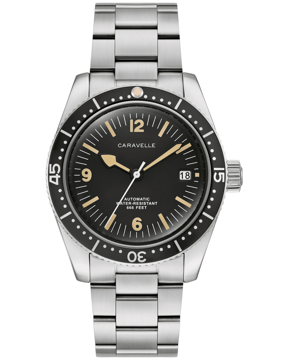 Bulova 43B175 Caravelle Sea Hunter Black Dial Automatic 39mm Vintage