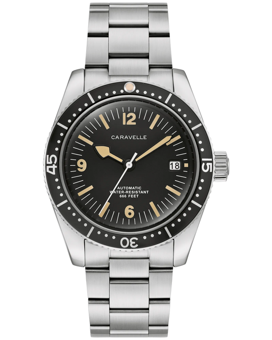 Bulova 43B175 Caravelle Sea Hunter Black Dial Automatic 39mm Vintage