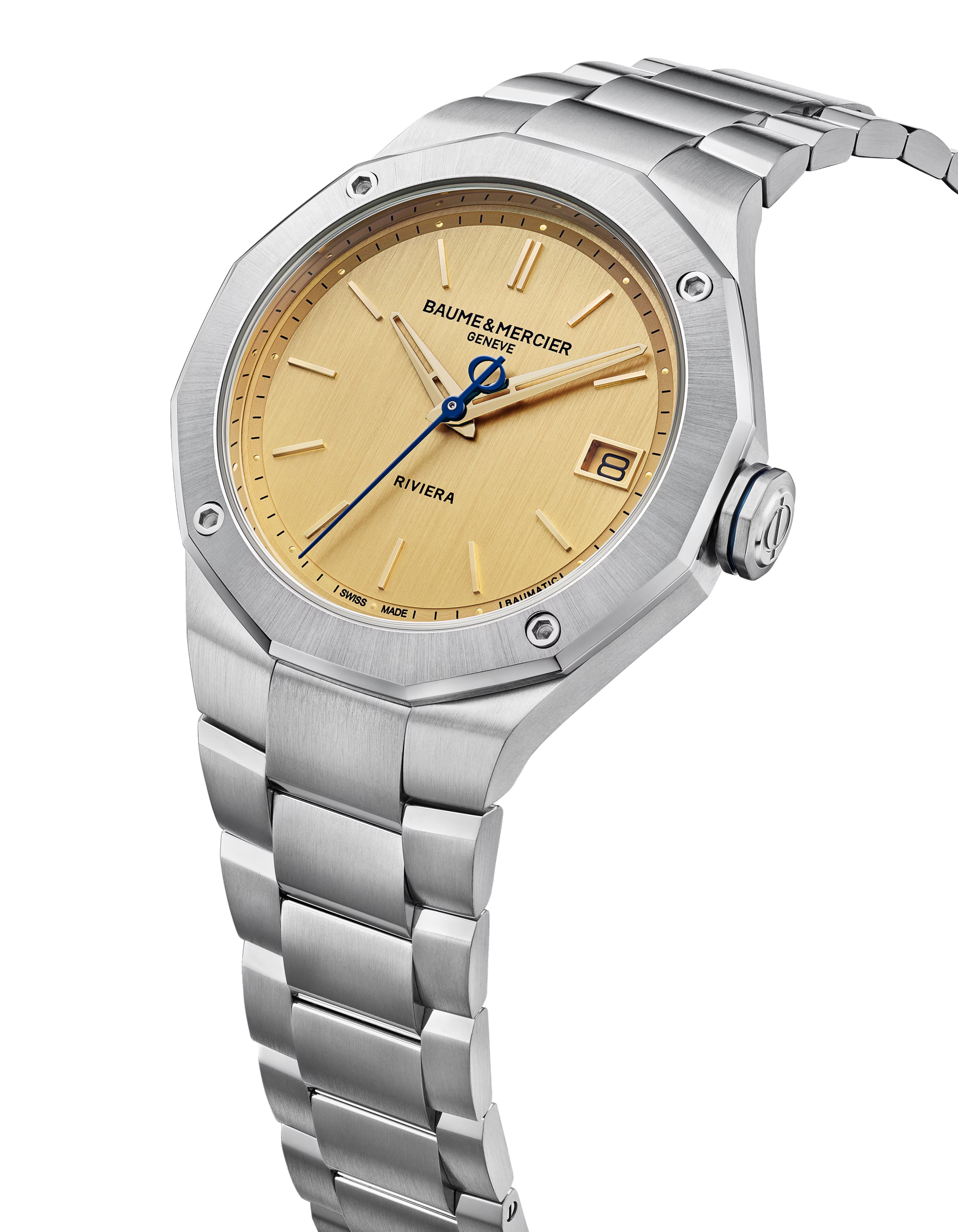 Baume et Mercier 10822 Riviera Baumatic Gold Champagne Dial 5 Day Automatic