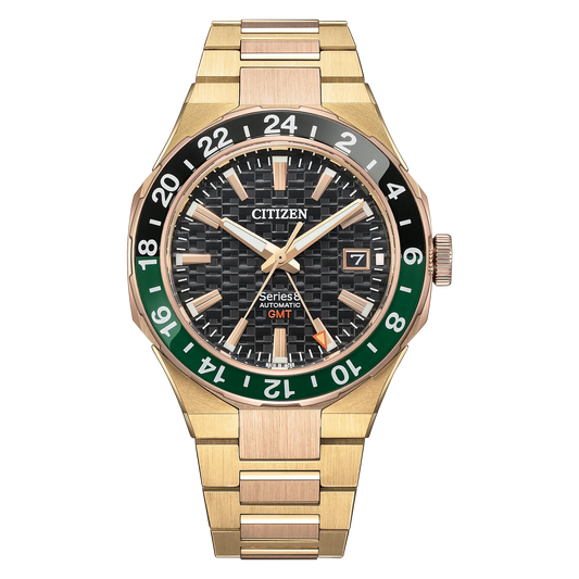 Citizen NB6033-51E Series8 880GMT Gold Tone Black Green Bezel Automatic