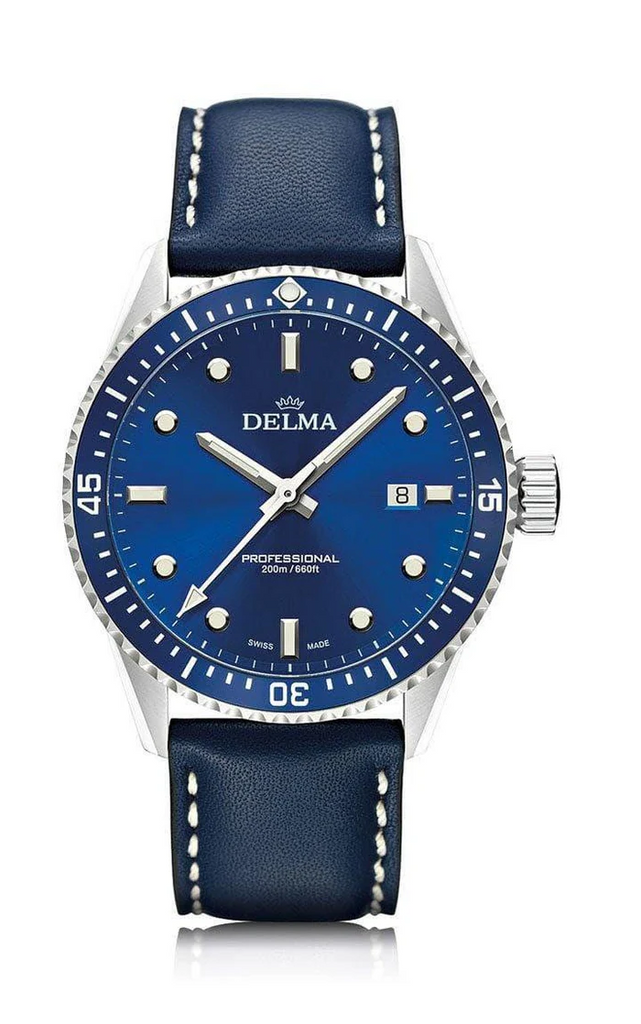 Delma 41601.708.6.041 Cayman Quartz Blue Sunray Dial 42mm