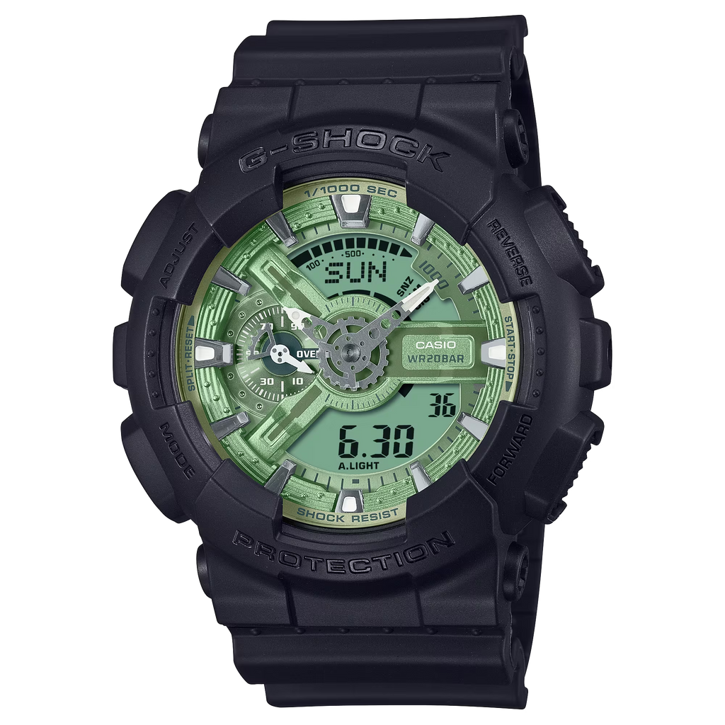 G Shock GA110CD 1A3 Monochromatic Green Dial Ana Digi Arizona Fine Time