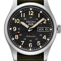 Seiko 5 Sports SRPJ85 Vintage Field Collection Black Dial Green NATO Automatic