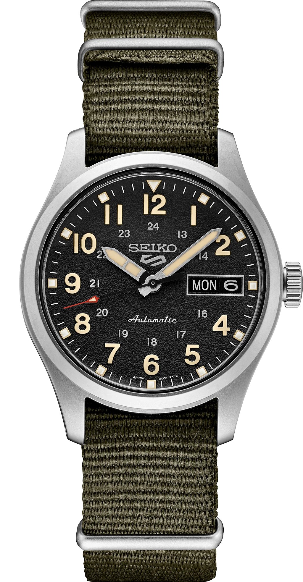 Seiko 5 Sports SRPJ85 Vintage Field Collection Black Dial Green NATO Automatic