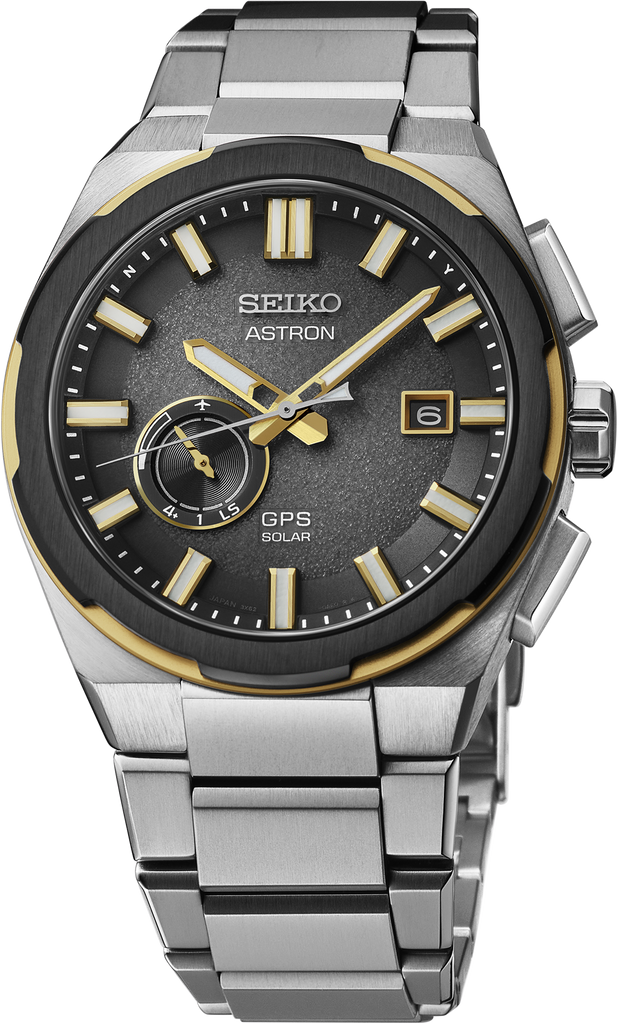 Seiko Astron SSJ026 GPS Solar Graphite Dual Gold Tone Titanium