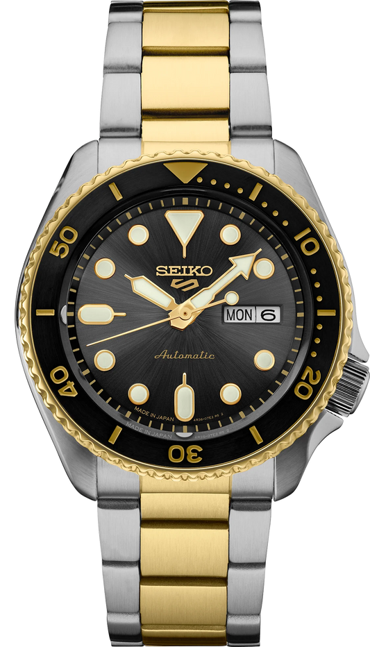 Seiko 5 Sports SRPK22 U.S. Special Creation Two Tone Black Dial