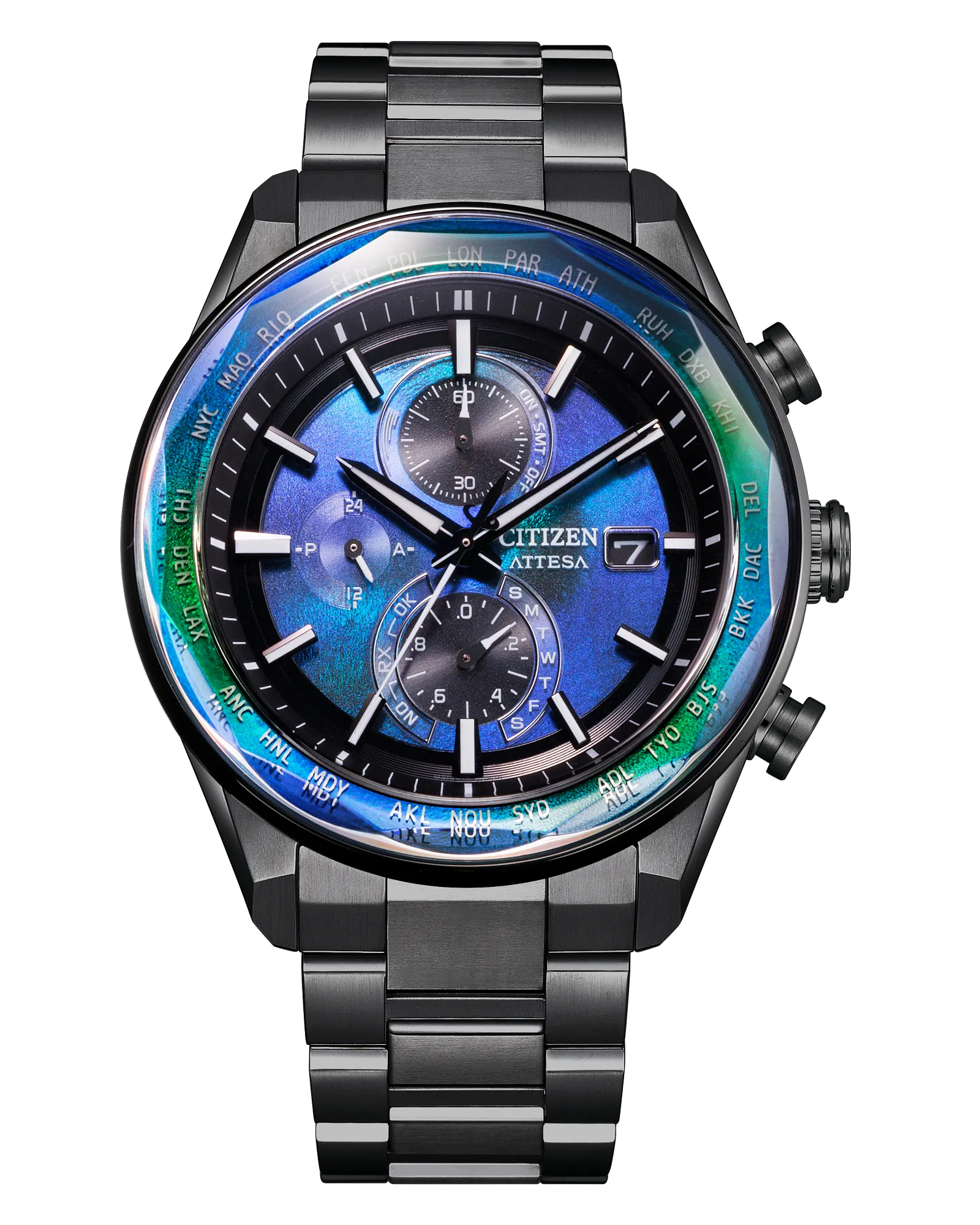 Citizen AT8314-53L Attesa Full Sapphire Bezel Earth View Super Titanium Eco Drive