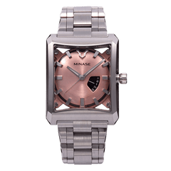 Minase VM07-M02SB 5 Windows Midsize Pink Dial Stainless Steel on Bracelet