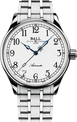 Ball NM3888D-S9J-WH Trainmaster Standard Time 40mm White Enamel Dial