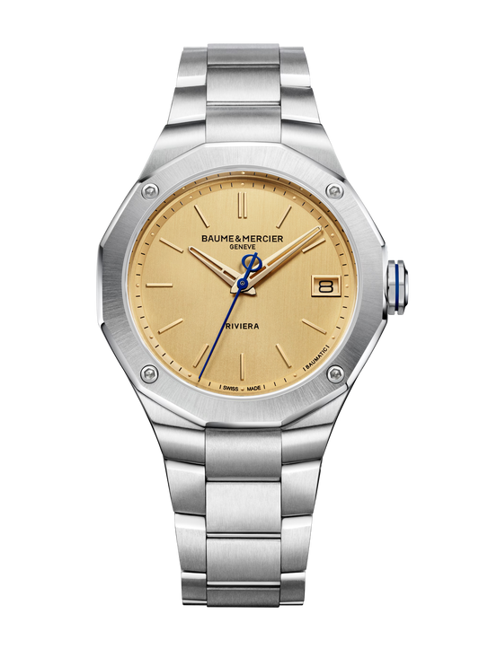 Baume et Mercier 10822 Riviera Baumatic Gold Champagne Dial 5 Day Automatic