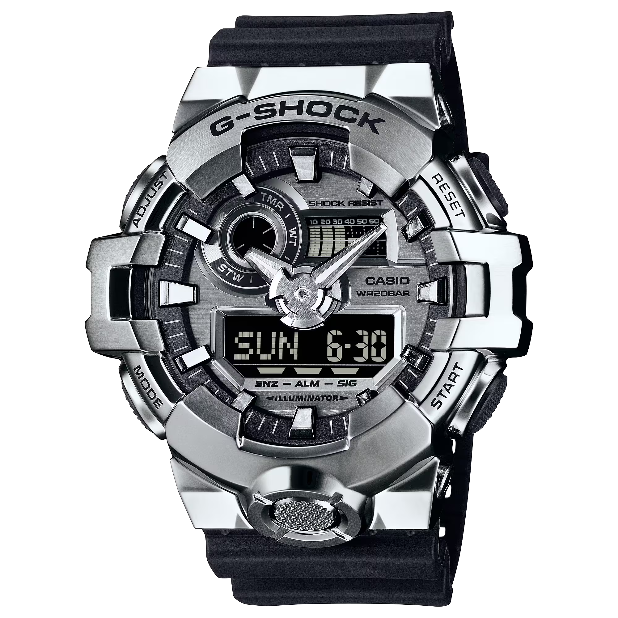 G-Shock GM700-1A G-STEEL Solid Stainless Steel Silver Ana-Digi