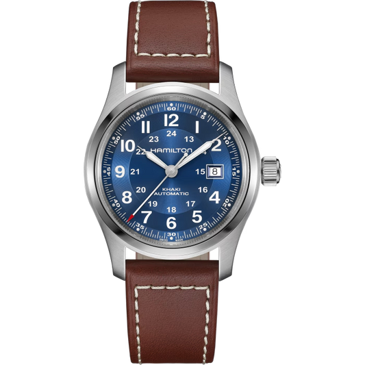 Hamilton H70605540 Khaki Field Auto Blue Sunburst 42mm Leather Automatic