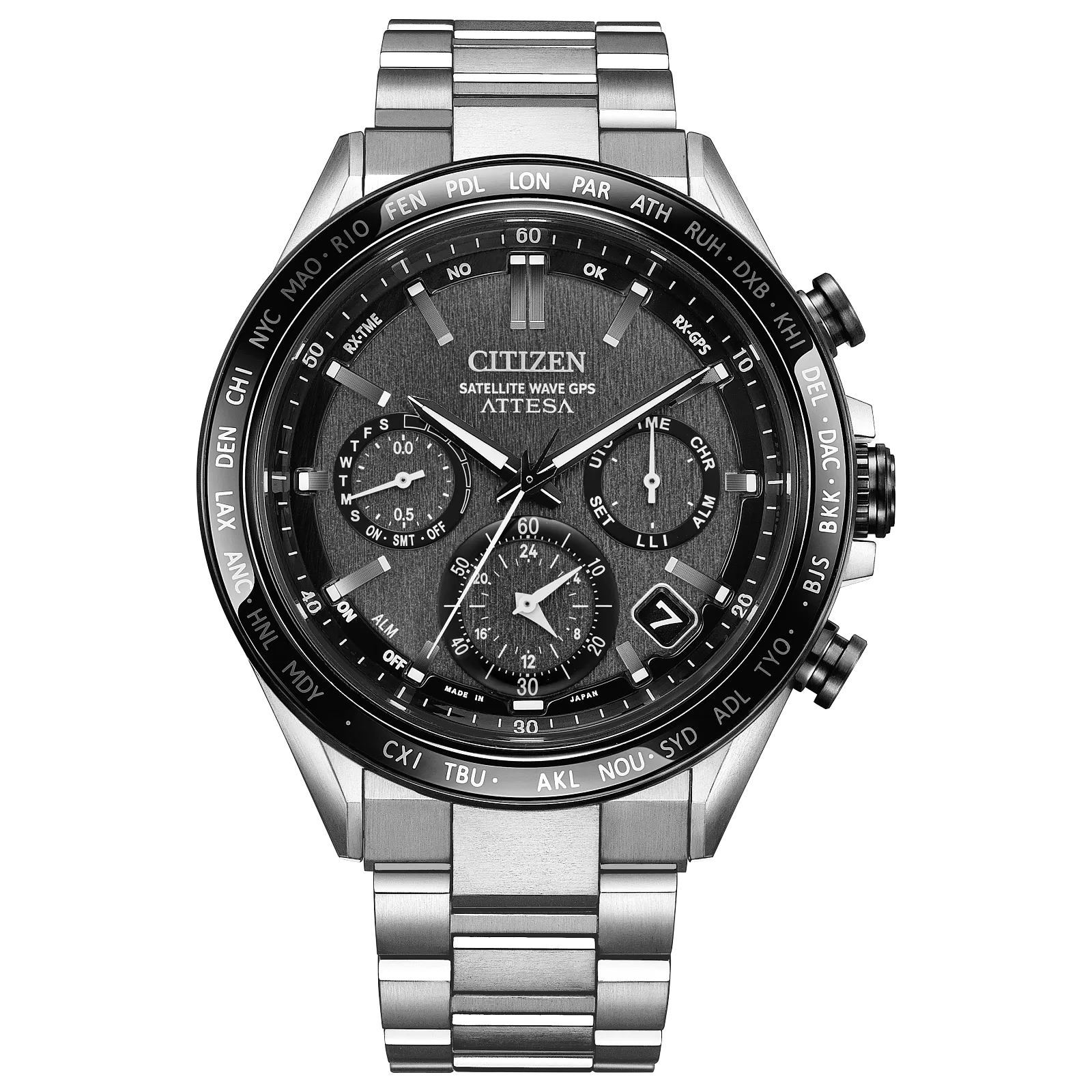 Citizen CC4058-67X Attesa Super Titanium Satellite Wave GPS Gray Textured Dial