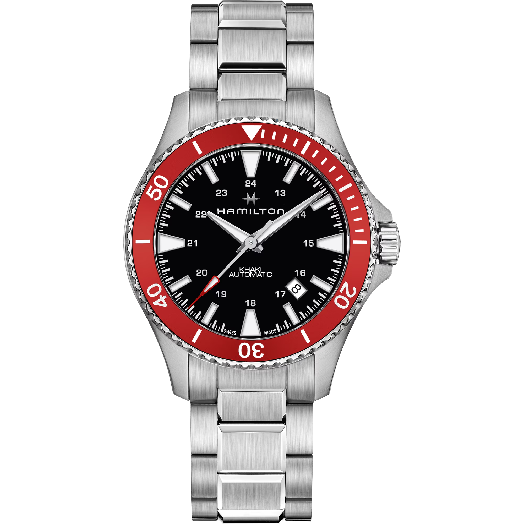 Hamilton H82405130 Khaki Navy Scuba Auto Black Dial Red Bezel 40mm