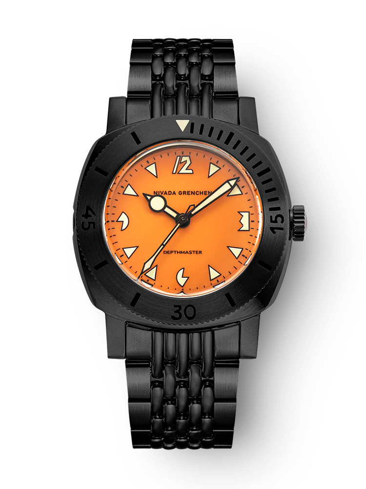 Nivada Grenchen 14131A19 Depthmaster Black Pumpkin Orange Dial Automatic