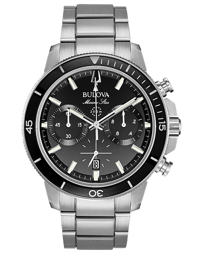 Bulova 96B272 Marine Star 6 Hand Chronograph Black Dial