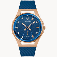 Bulova 97P174 Marc Anthony 262kHz Curv Blue Dial Diamonds