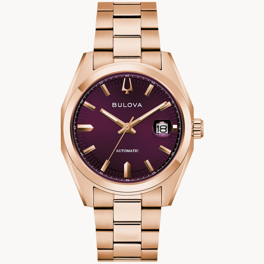Bulova 97B234 Surveyor Purple Rose Gold Tone Automatic