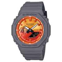 G-Shock GA2100FL-8A Orange Flames of Color Octagon Ana-Digi Resin