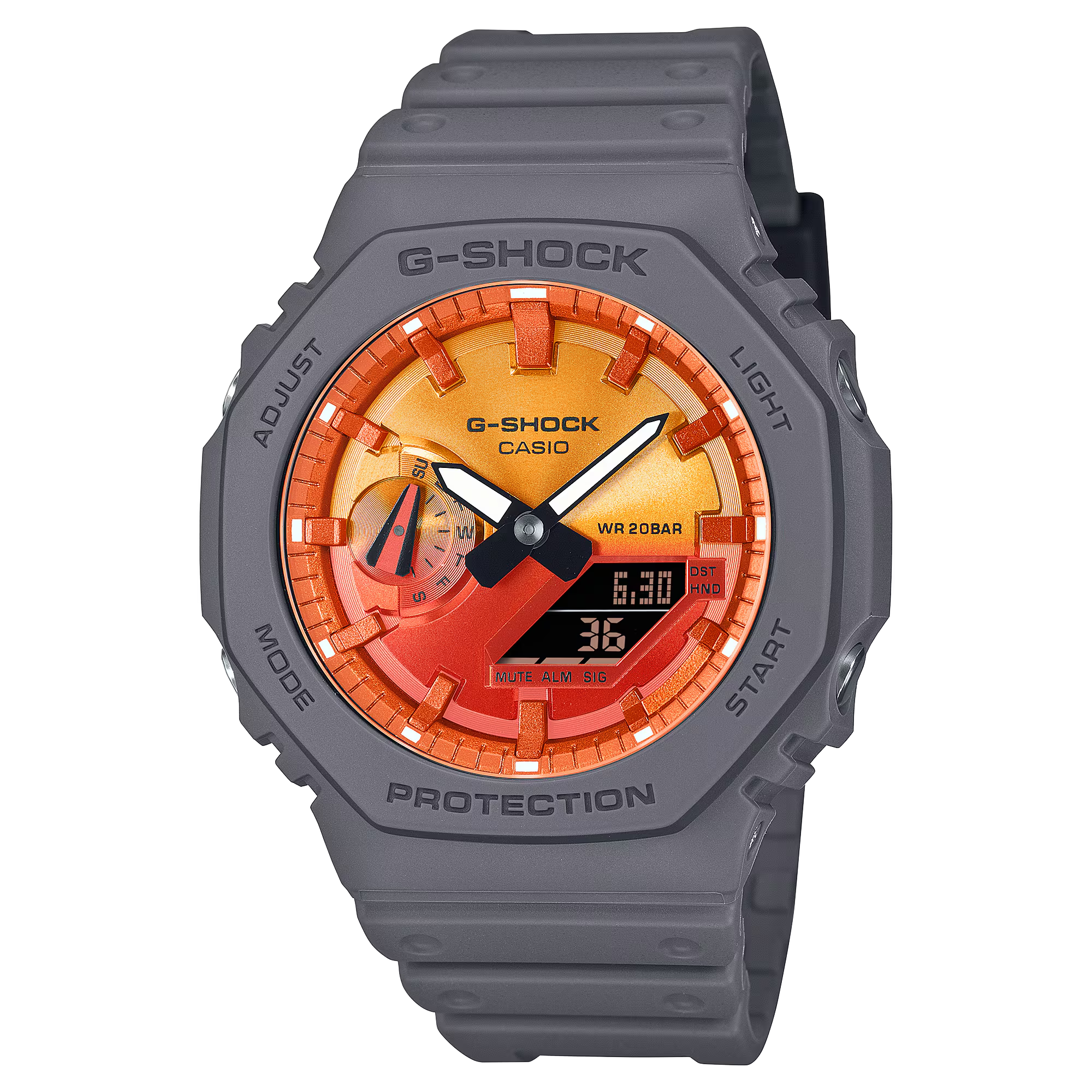 G-Shock GA2100FL-8A Orange Flames of Color Octagon Ana-Digi Resin