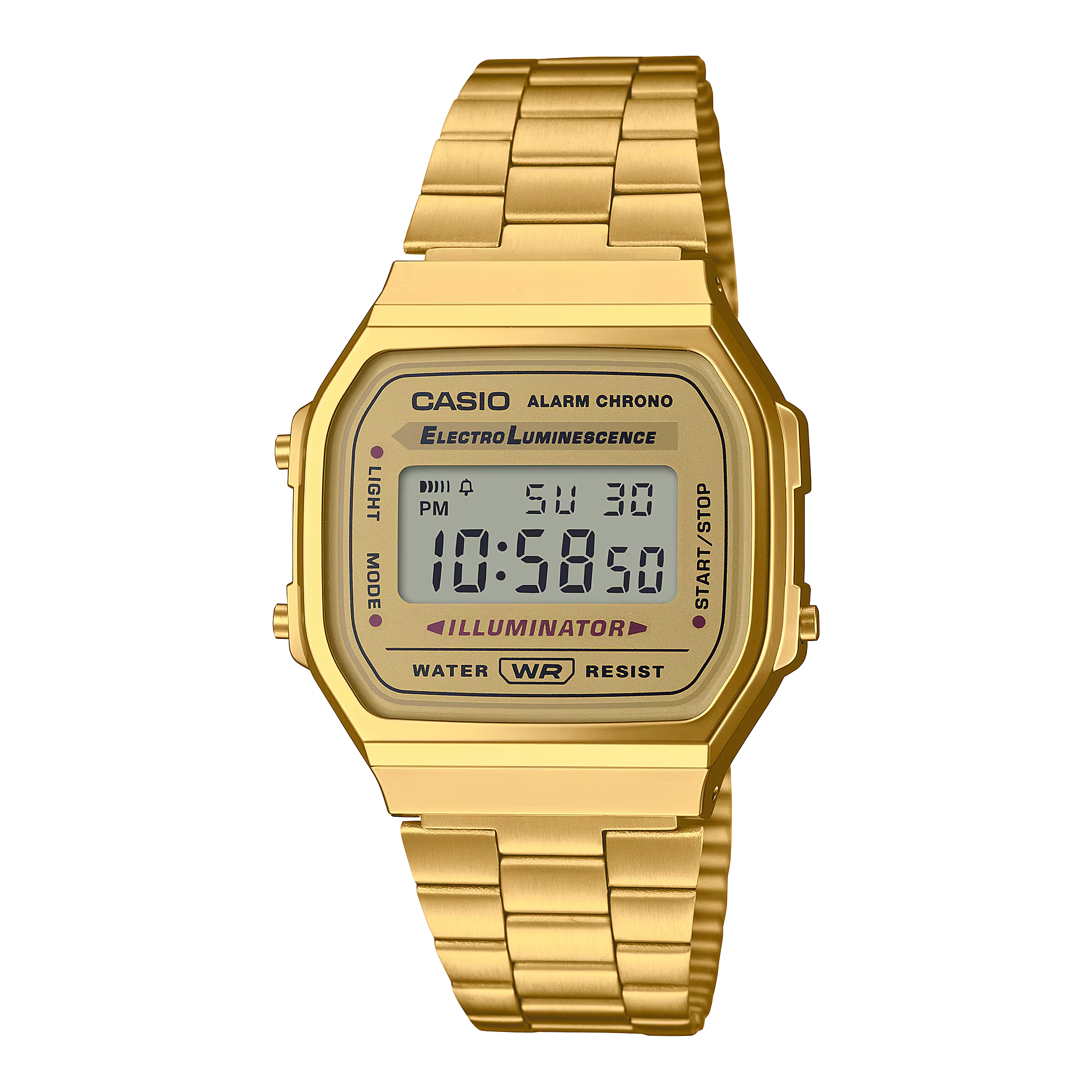 Casio Vintage A168WG-9VT Gold Finish Digital Square Gold Dial