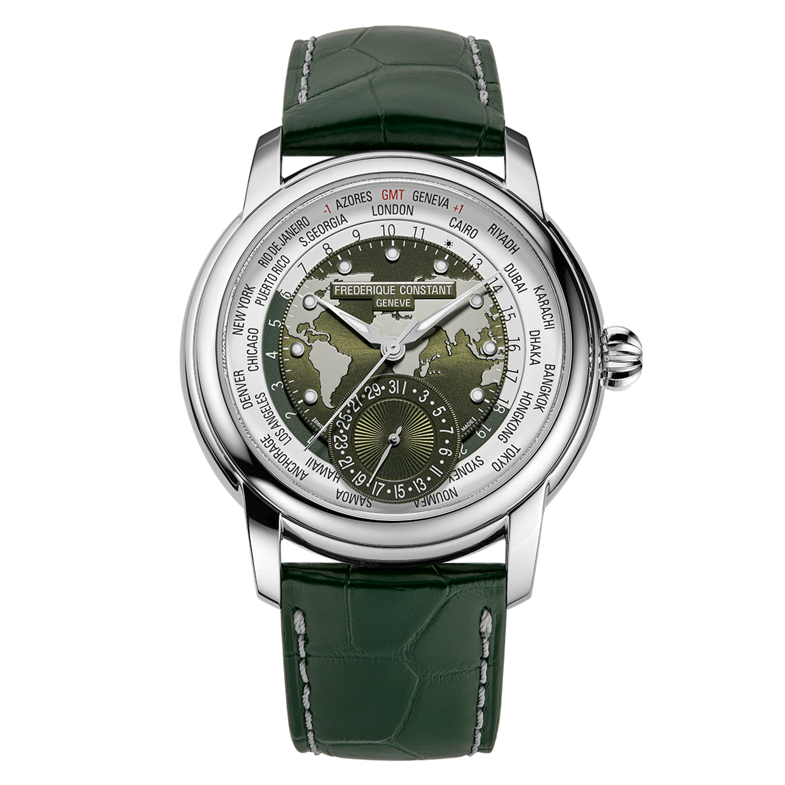 Frederique Constant FC-718KWM4H6 World Timer Manufacture Limited Edition Green Dial