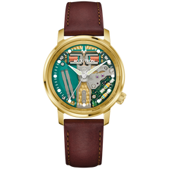 Accutron 27A206 Spaceview 314 Tuning Fork Solid 18k Gold Italian Leather Strap